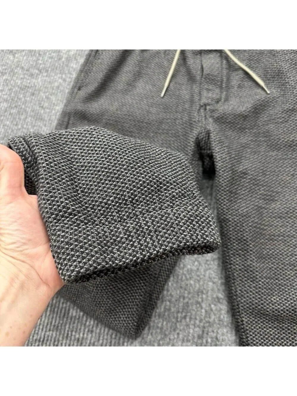 Taylor Stitch Apres Pants Charcoal Sashiko Waffle Knit Organic Cotton Mens sz XL
